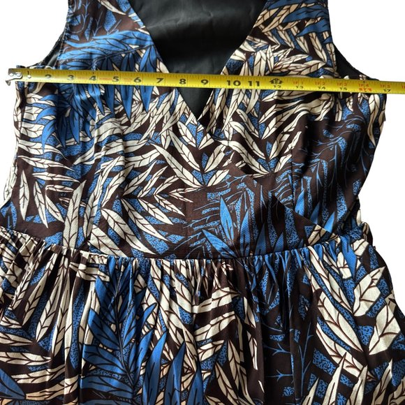 Tropical Palm Pattern Maxi Dress African Wax Print Sleeveless V Neck Pockets Sm - Picture 6 of 16